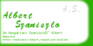 albert szaniszlo business card